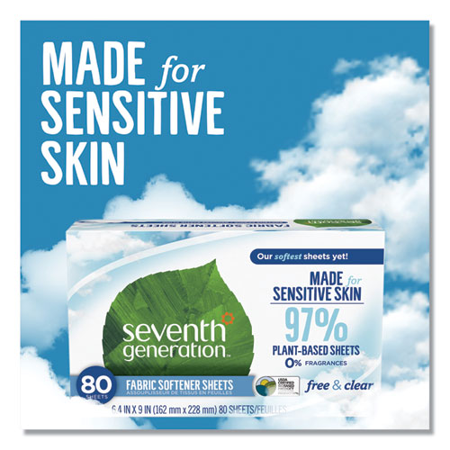 Natural Fabric Softener Sheets, Unscented, 80 Sheets-box, 4-carton