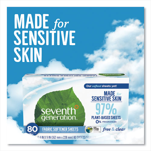 Natural Fabric Softener Sheets, Unscented, 80 Sheets-box