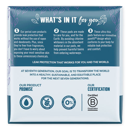 Chlorine-free Ultra Thin Pads With Wings, Overnight, 14-pack, 6 Packs-carton