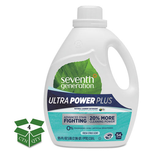 Natural Liquid Laundry Detergent, Ultra Power Plus, Fresh, 54 Loads, 95 Oz, 4-ct