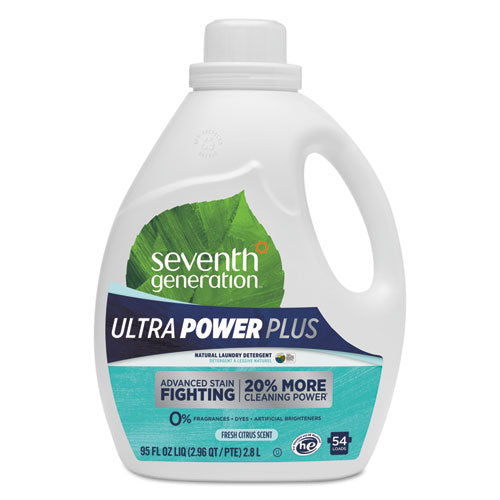 Natural Liquid Laundry Detergent, Ultra Power Plus, Fresh Scent, 54 Loads, 95 Oz