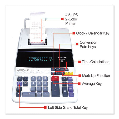 El1197piii Two-color Printing Desktop Calculator, Black-red Print, 4.5 Lines-sec