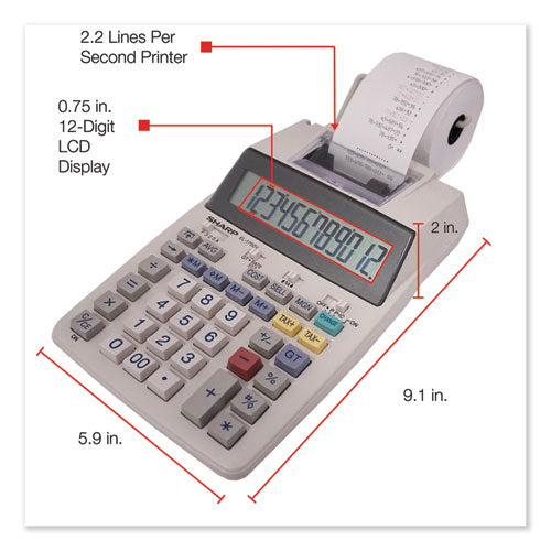 El-1750v Two-color Printing Calculator, Black-red Print, 2 Lines-sec
