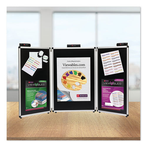 Justick Three-panel Electro-surface Table-top Expo Display, 72" X 36", Black