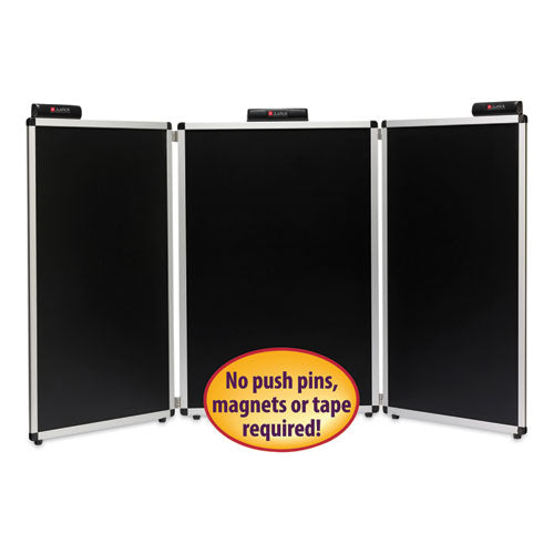 Justick Three-panel Electro-surface Table-top Expo Display, 72" X 36", Black