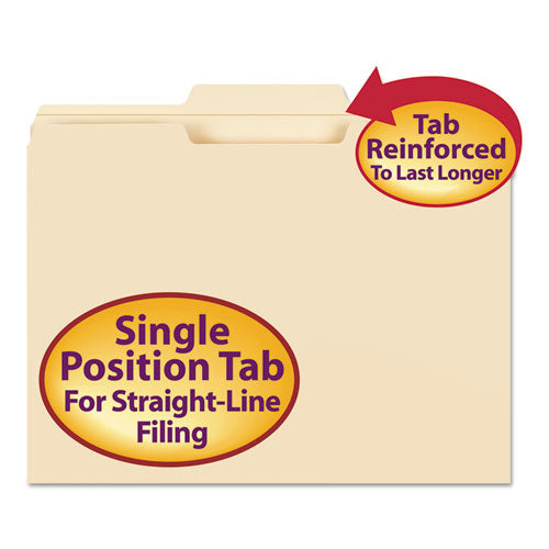 Reinforced Tab Manila File Folders, 1-3-cut Tabs, Center Position, Letter Size, 11 Pt. Manila, 100-box