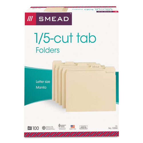 Manila File Folders, 1-5-cut Tabs, Letter Size, 100-box