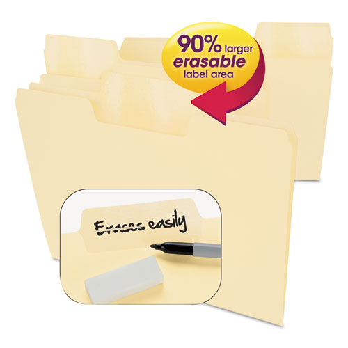 Erasable Supertab File Folders, 1-3-cut Tabs, Letter Size, Manila, 24-pack