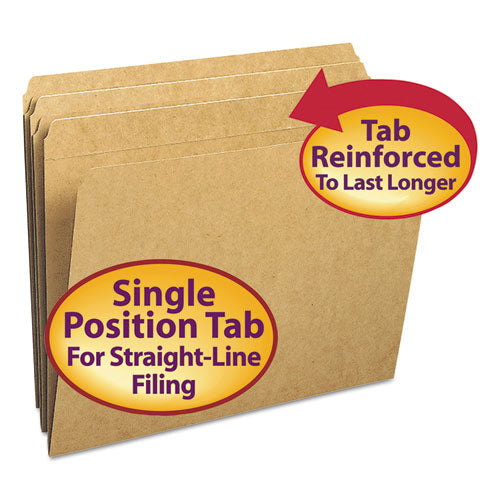 Heavyweight Kraft File Folders, Straight Tab, Letter Size, 11 Pt. Kraft, 100-box