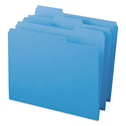 Reinforced Top Tab Colored File Folders, 1-3-cut Tabs, Letter Size, Blue, 100-box