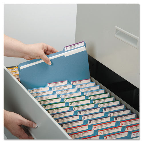 Reinforced Top Tab Colored File Folders, 1-3-cut Tabs, Letter Size, Blue, 100-box