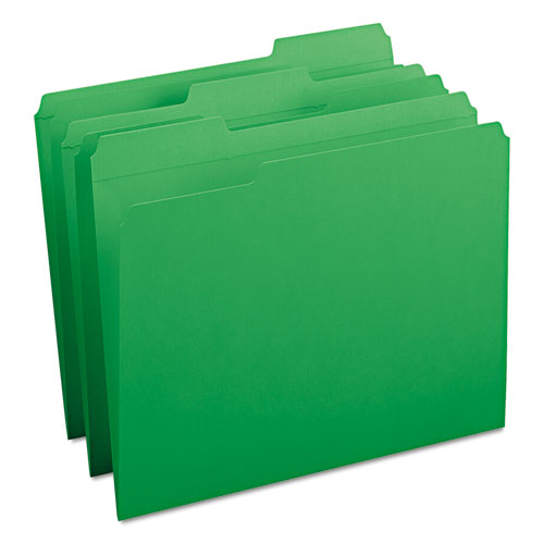 Reinforced Top Tab Colored File Folders, 1-3-cut Tabs, Letter Size, Green, 100-box