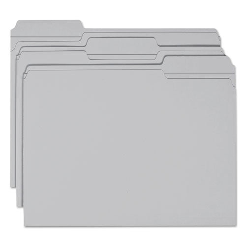 Reinforced Top Tab Colored File Folders, 1-3-cut Tabs, Letter Size, Gray, 100-box