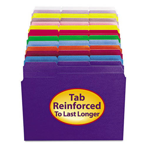 Reinforced Top Tab Colored File Folders, 1-3-cut Tabs, Letter Size, Lavender, 100-box
