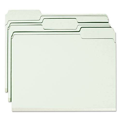Expanding Recycled Heavy Pressboard Folders, 1-3-cut Tabs, 1" Expansion, Letter Size, Gray-green, 25-box