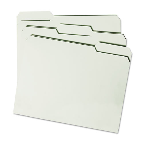 Expanding Recycled Heavy Pressboard Folders, 1-3-cut Tabs, 1" Expansion, Letter Size, Gray-green, 25-box