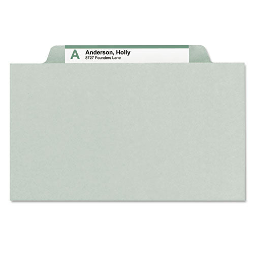 Expanding Recycled Heavy Pressboard Folders, 1-3-cut Tabs, 2" Expansion, Letter Size, Gray-green, 25-box