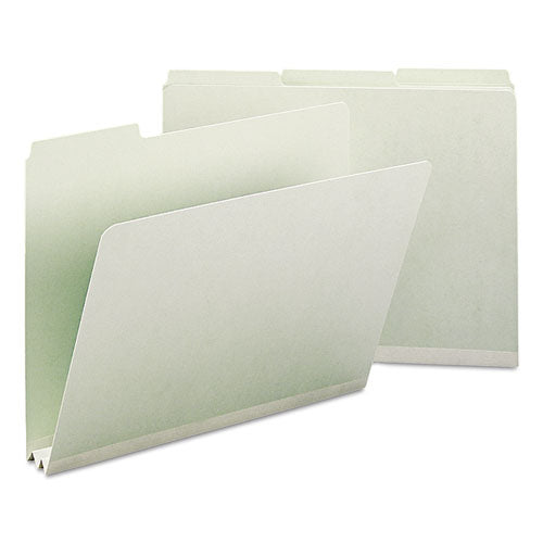 Expanding Recycled Heavy Pressboard Folders, 1-3-cut Tabs, 2" Expansion, Letter Size, Gray-green, 25-box