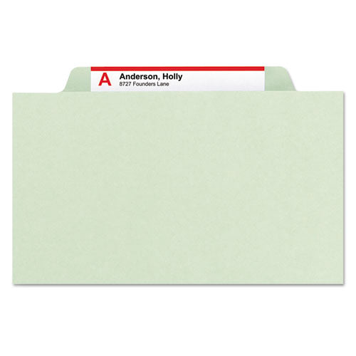Pressboard Classification Folders With Safeshield Coated Fasteners, 2-5 Cut, 1 Divider, Letter Size, Gray-green, 10-box