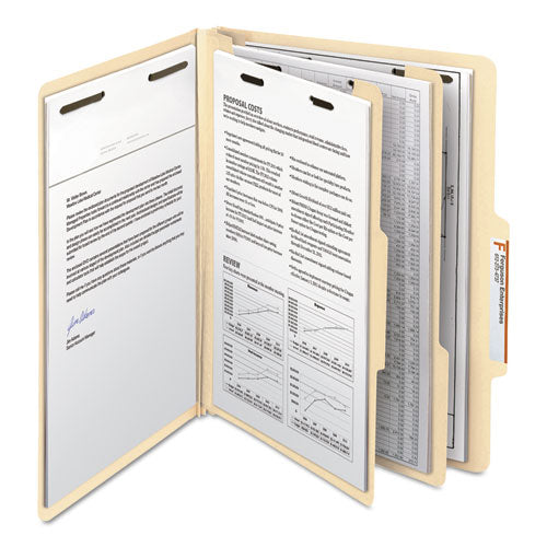 Manila Four- And Six-section Top Tab Classification Folders, 2 Dividers, Letter Size, Manila, 10-box