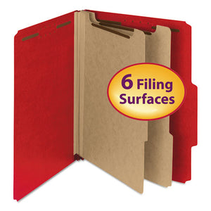 100% Recycled Pressboard Classification Folders, 2 Dividers, Letter Size, Bright Red, 10-box