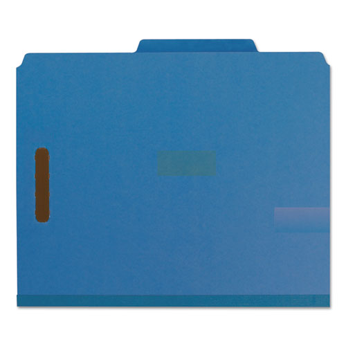 100% Recycled Pressboard Classification Folders, 2 Dividers, Letter Size, Dark Blue, 10-box