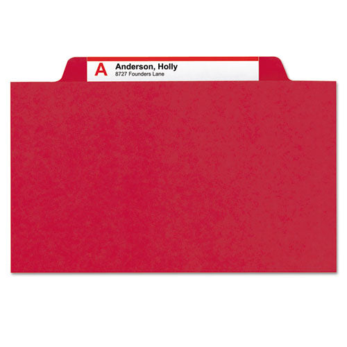 6-section Pressboard Top Tab Pocket-style Classification Folders With Safeshield Fasteners, 2 Dividers, Letter, Red, 10-box