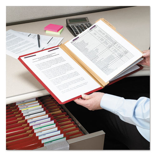 Eight-section Pressboard Top Tab Classification Folders With Safeshield Fasteners, 3 Dividers, Letter Size, Bright Red, 10-bx