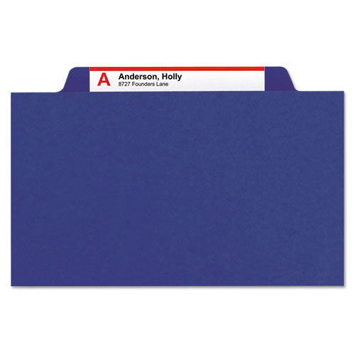 Eight-section Pressboard Top Tab Classification Folders With Safeshield Fasteners, 3 Dividers, Letter Size, Dark Blue, 10-box