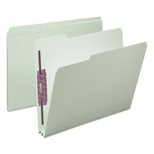 Recycled Pressboard Folders With Two Safeshield Coated Fasteners, 1-3-cut Tabs, 2" Expansion, Letter Size, Gray-green, 25-box