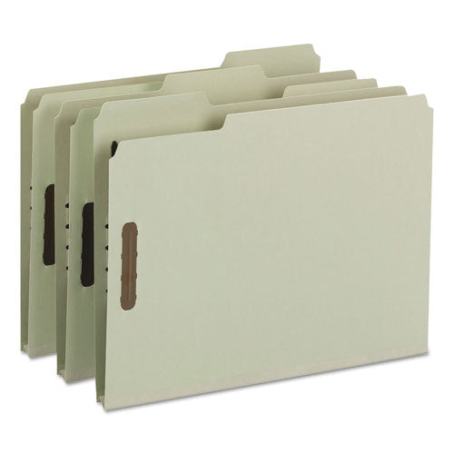 100% Recycled Pressboard Fastener Folders, Letter Size, Gray-green, 25-box