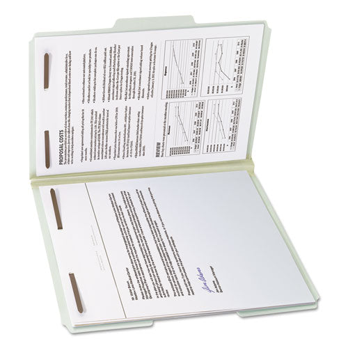 100% Recycled Pressboard Fastener Folders, Letter Size, Gray-green, 25-box