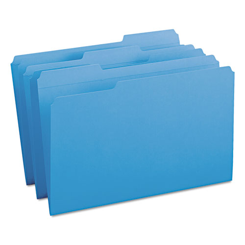 Reinforced Top Tab Colored File Folders, 1-3-cut Tabs, Legal Size, Blue, 100-box