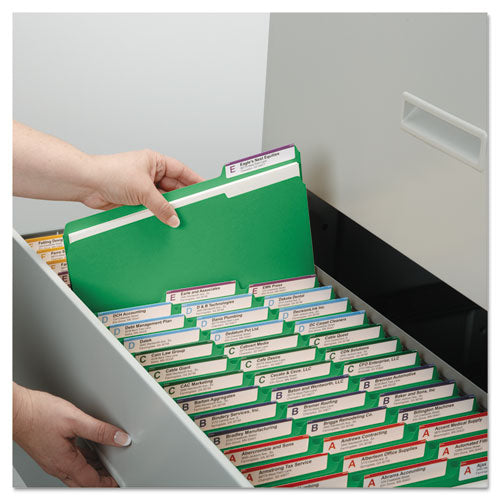 Reinforced Top Tab Colored File Folders, 1-3-cut Tabs, Legal Size, Green, 100-box