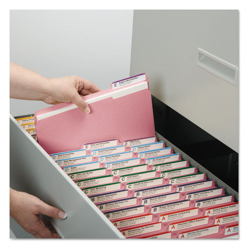Reinforced Top Tab Colored File Folders, 1-3-cut Tabs, Legal Size, Pink, 100-box