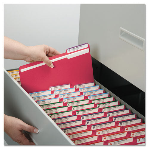Reinforced Top Tab Colored File Folders, 1-3-cut Tabs, Legal Size, Red, 100-box
