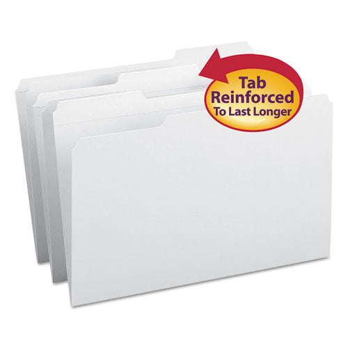Reinforced Top Tab Colored File Folders, 1-3-cut Tabs, Legal Size, White, 100-box