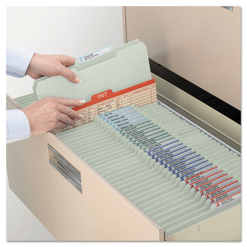 Expanding Recycled Heavy Pressboard Folders, 1-3-cut Tabs, 2" Expansion, Legal Size, Gray-green, 25-box