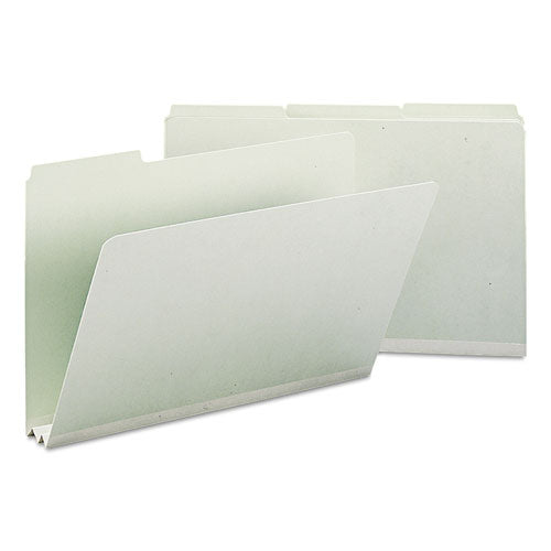 Expanding Recycled Heavy Pressboard Folders, 1-3-cut Tabs, 2" Expansion, Legal Size, Gray-green, 25-box