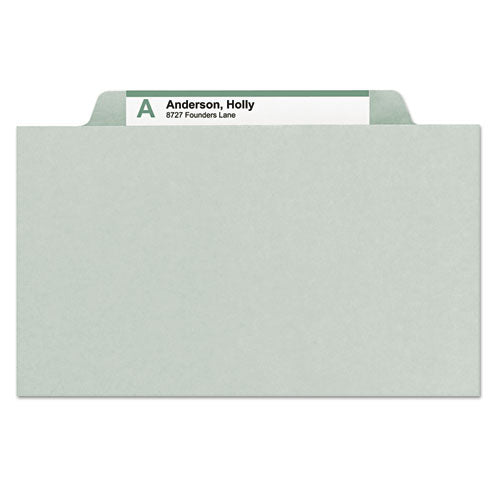 Expanding Recycled Heavy Pressboard Folders, 1-3-cut Tabs, 2" Expansion, Legal Size, Gray-green, 25-box