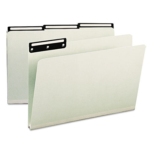 Recycled Heavy Pressboard File Folders With Insertable Metal Tabs, 1-3-cut Tabs, Legal Size, Gray-green, 25-box