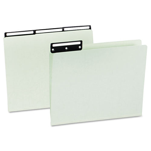 Recycled Heavy Pressboard File Folders With Insertable Metal Tabs, 1-3-cut Tabs, Legal Size, Gray-green, 25-box