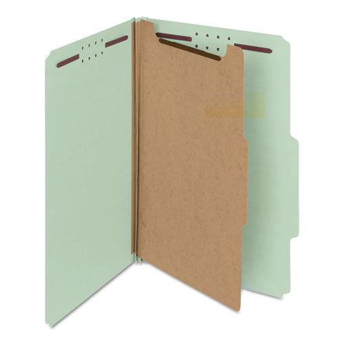 100% Recycled Pressboard Classification Folders, 1 Divider, Legal Size, Gray-green, 10-box