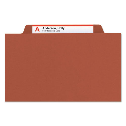 100% Recycled Pressboard Classification Folders, 1 Divider, Legal Size, Red, 10-box