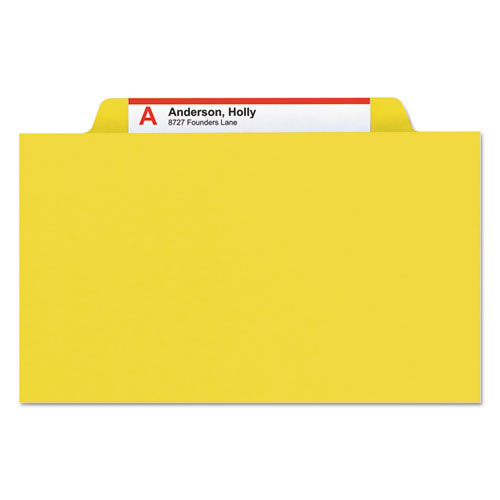 Four-section Pressboard Top Tab Classification Folders With Safeshield Fasteners, 1 Divider, Legal Size, Yellow, 10-box