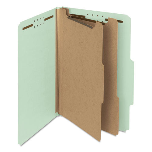 100% Recycled Pressboard Classification Folders, 2 Dividers, Legal Size, Gray-green, 10-box