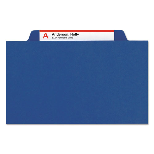 6-section Pressboard Top Tab Pocket-style Classification Folders W- Safeshield Fasteners, 2 Dividers, Legal, Dark Blue, 10-bx