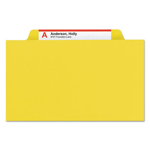 6-section Pressboard Top Tab Pocket-style Classification Folders With Safeshield Fasteners, 2 Dividers, Legal, Yellow, 10-bx