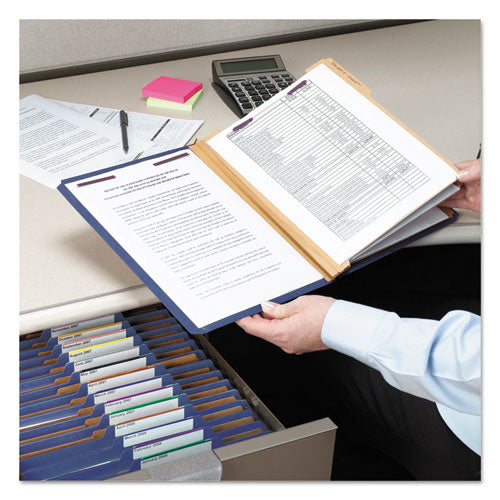 Eight-section Pressboard Top Tab Classification Folders With Safeshield Fasteners, 3 Dividers, Legal Size, Dark Blue, 10-box