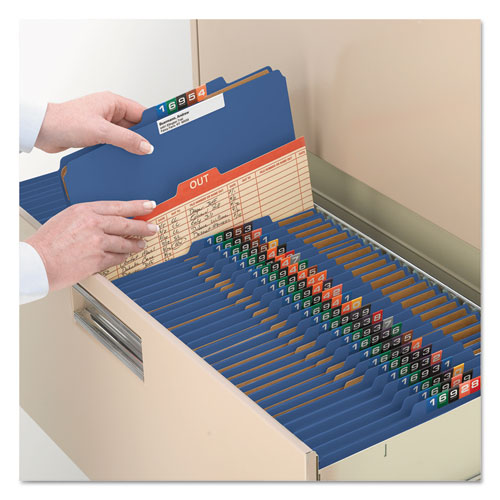 Eight-section Pressboard Top Tab Classification Folders With Safeshield Fasteners, 3 Dividers, Legal Size, Dark Blue, 10-box